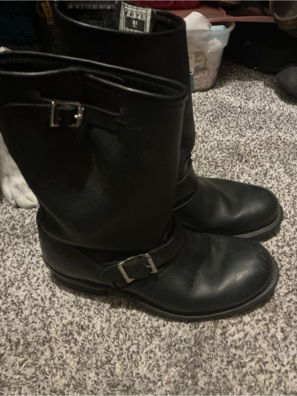 Frye Black Leather Harness Belt Accent Boots